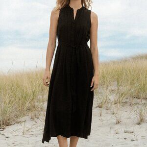Bella Dahl Pintuck Maxi Dress Black Womens XS NEW With Tags
